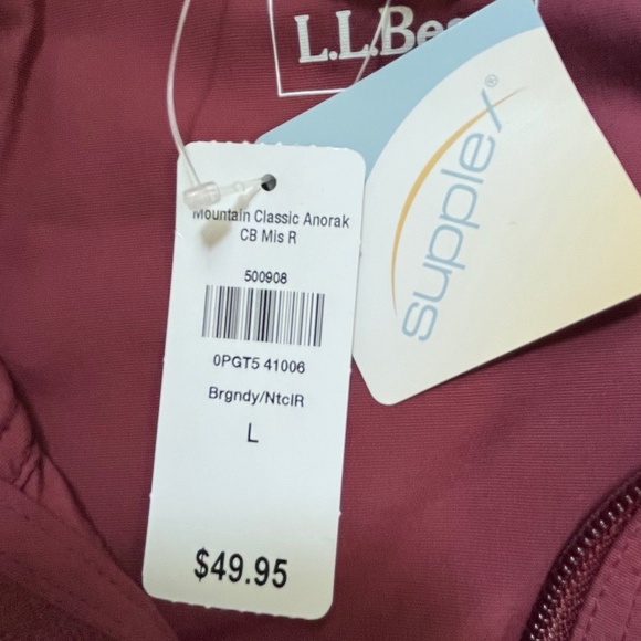 NWT LL BEAN Mountain Classic Anorak Jacket womens large burgundy/nautical red - Picture 4 of 7